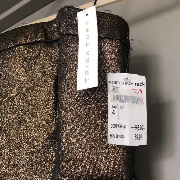 Gold Strapless Trina Turk Dress - Picture 3 of 5